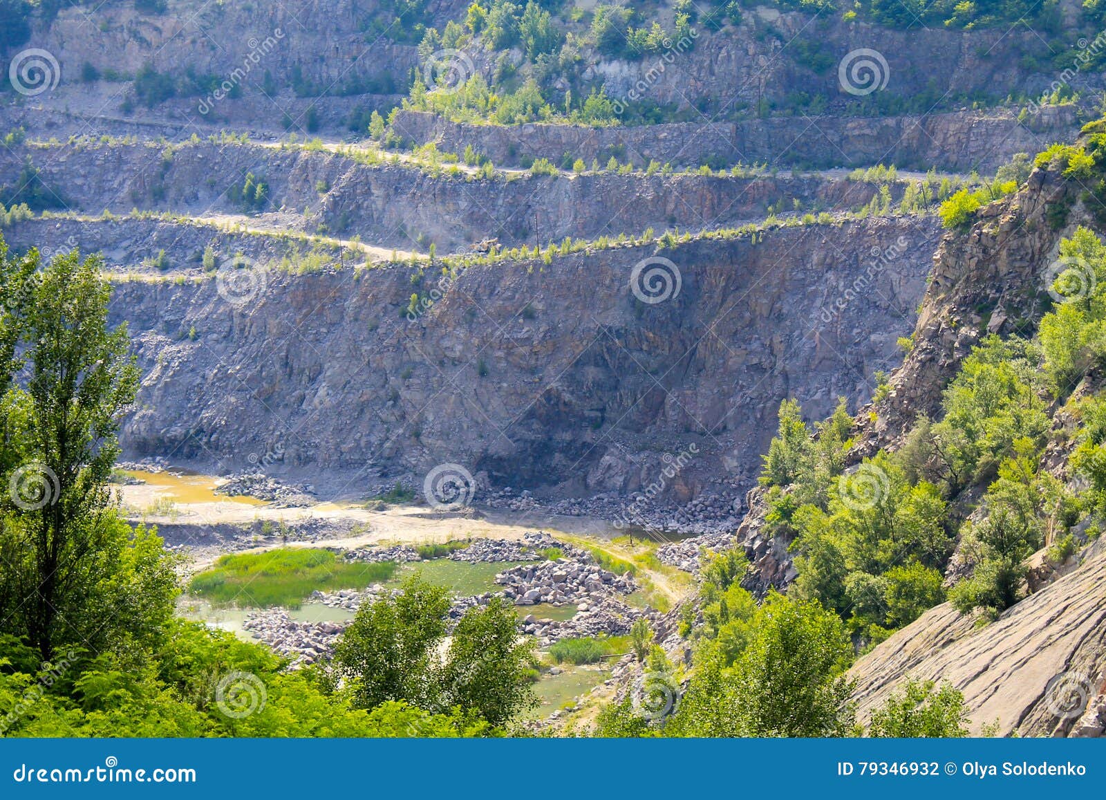 Extraction of Mineral Resources in Granite Quarry Stock Photo Image