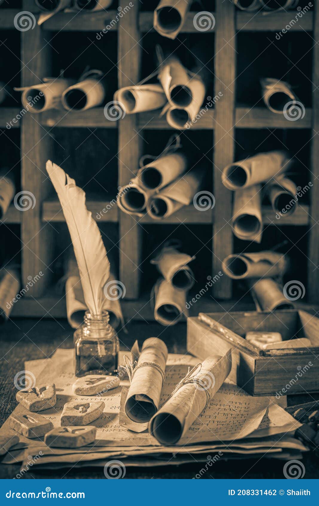 Fortune Teller Based on Futhark Alphabet and Rune Stones Stock Photo