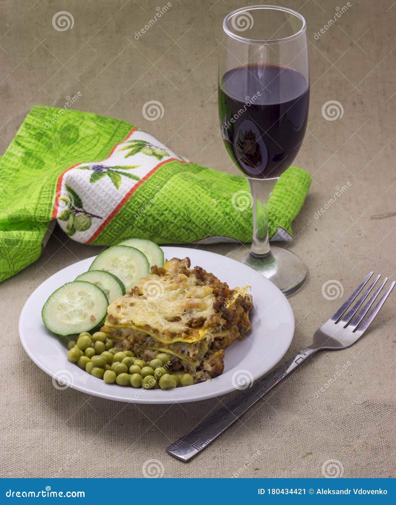 Extraordinary Lasagna in Cream Sauce with Red Wine Stock Image Image