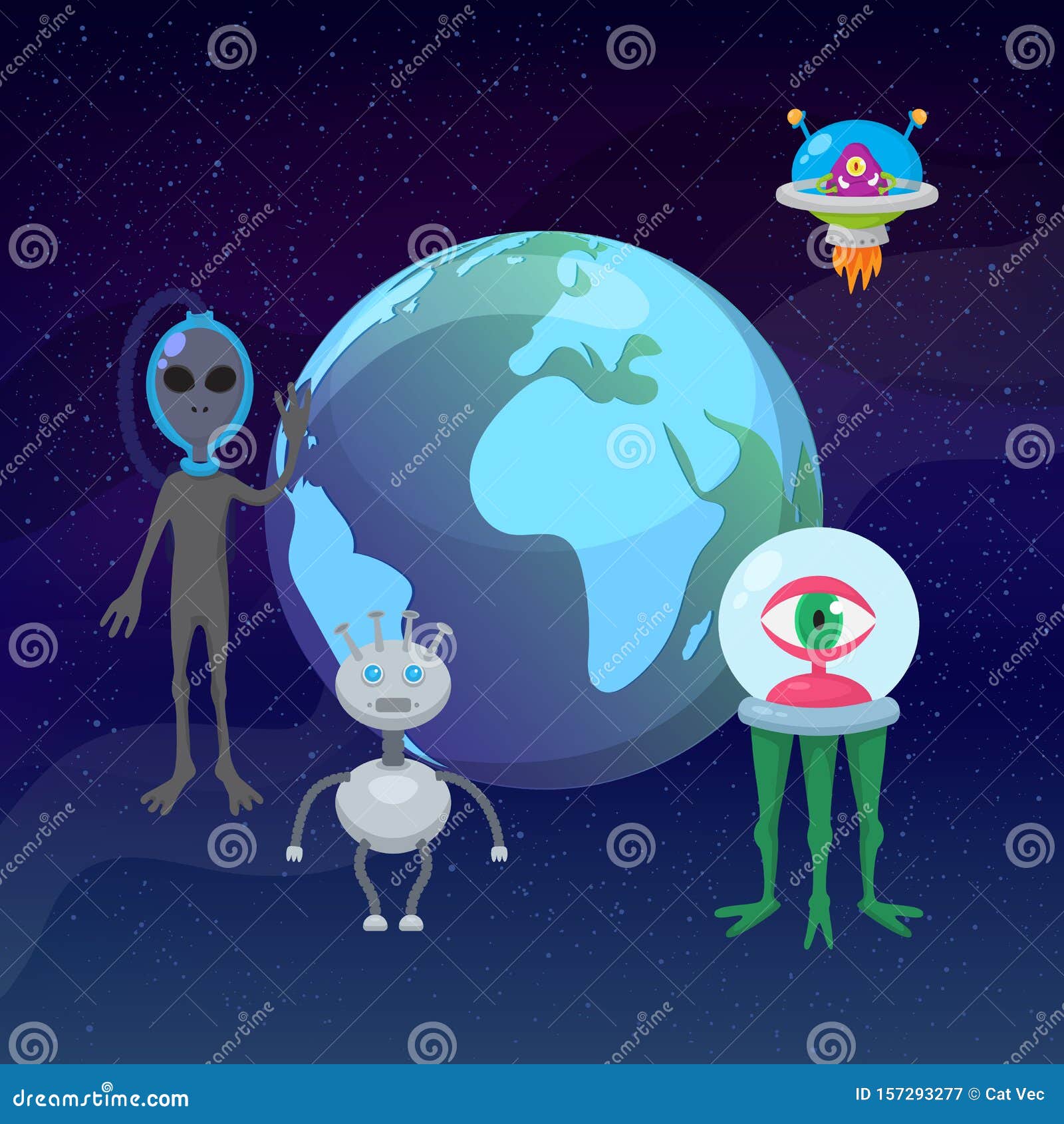 Alien bonito jogando ilustração de ícones vetoriais dos desenhos animados da terra
