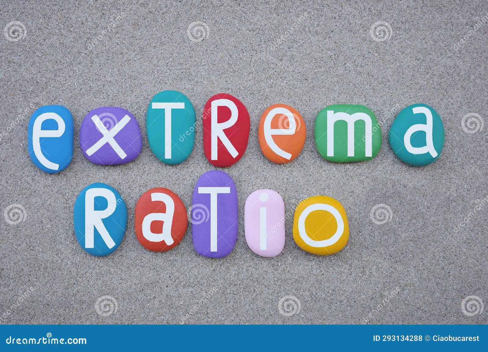 extrema ratio is a latin expression whose literal meaning is, extreme plan, composed with multi colored stone letters