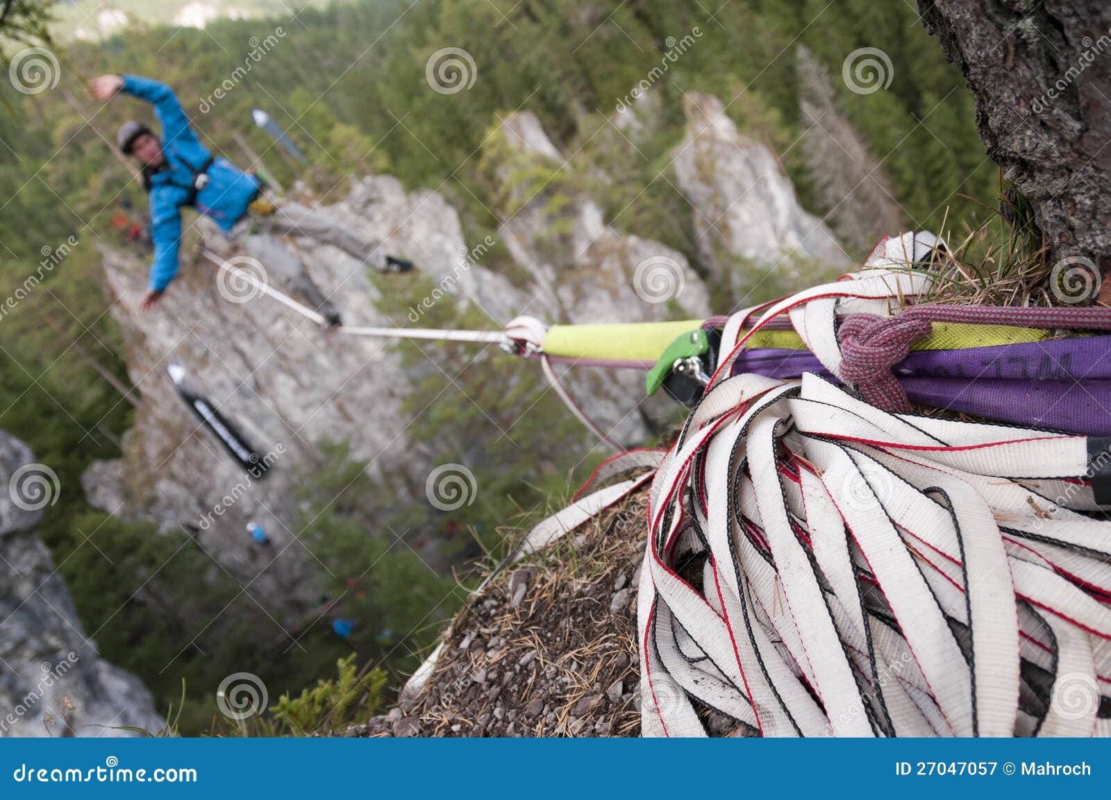 Extreme Athlete at the Slackline Stock Image Image of sport