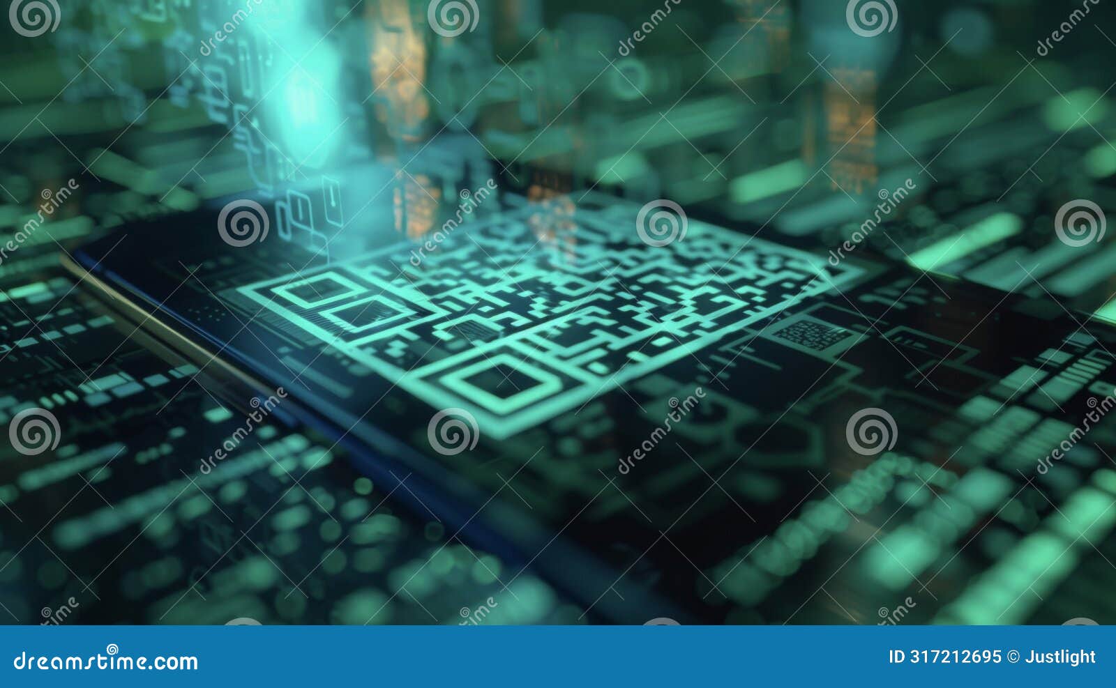 an extreme closeup of a qr code displayed on a smartphone screen representing the secure data transfer capabilities of
