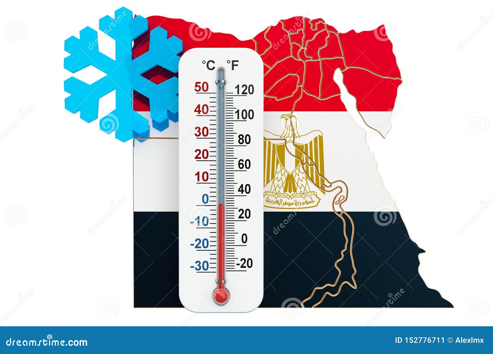 Extreme Cold in Egypt Concept. 3D Rendering Stock Illustration