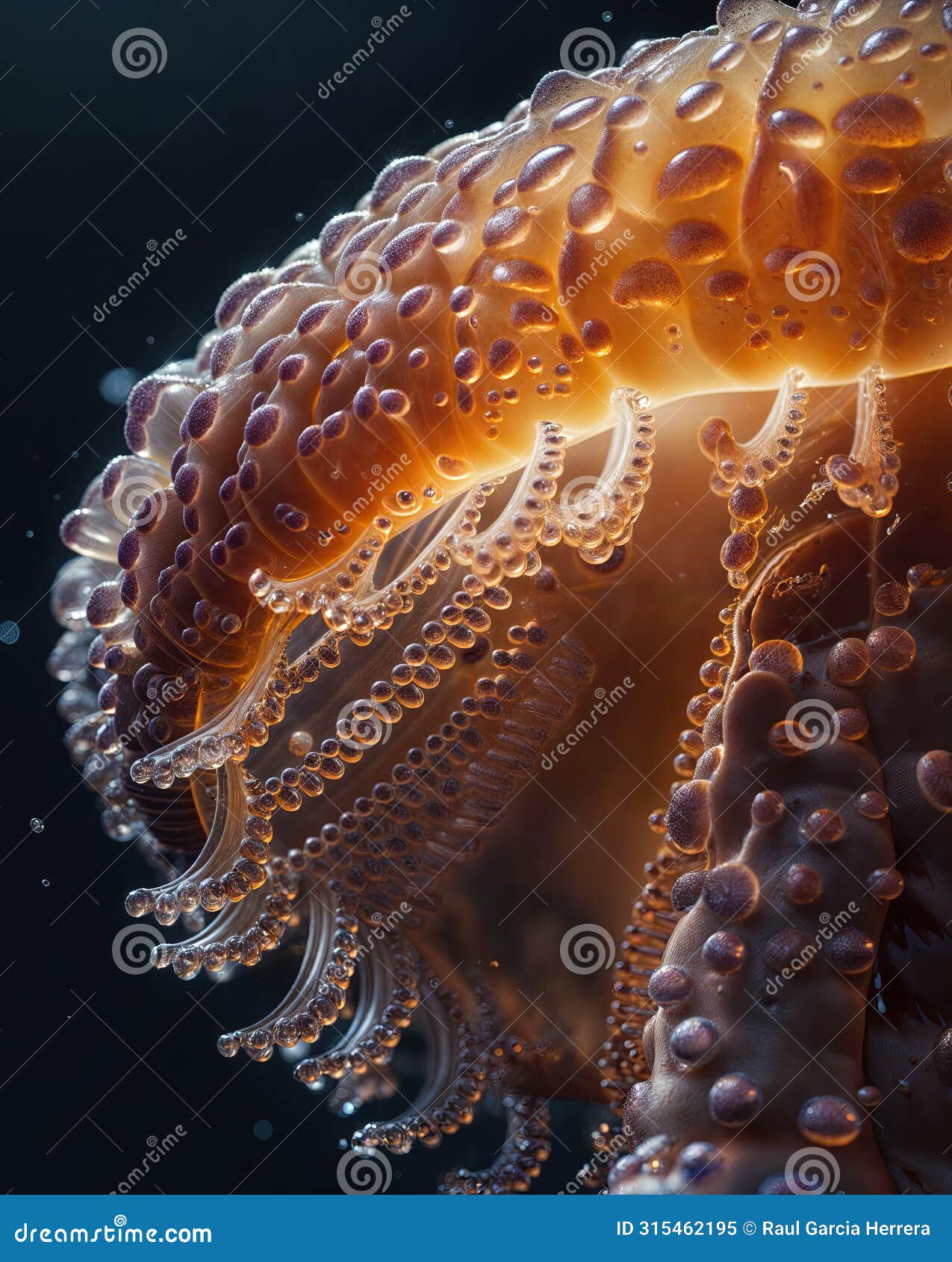 extreme macro shot of jellyfish epidermis texture