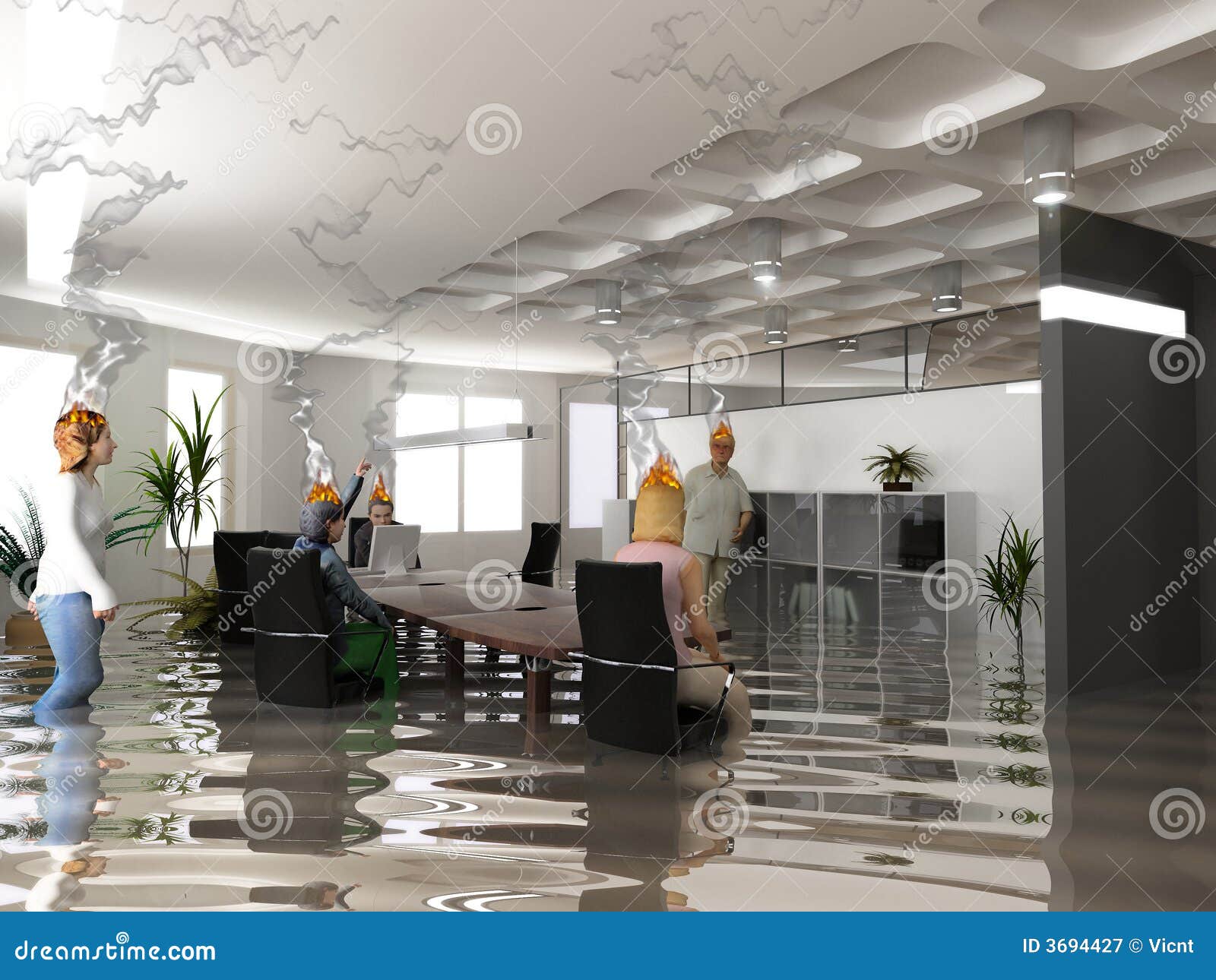 Extreme office stock illustration. Illustration of fire 3694427