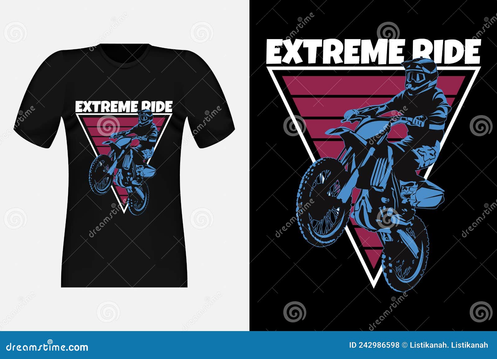 extreme ride with motocross silhouette vintage t-shirt 