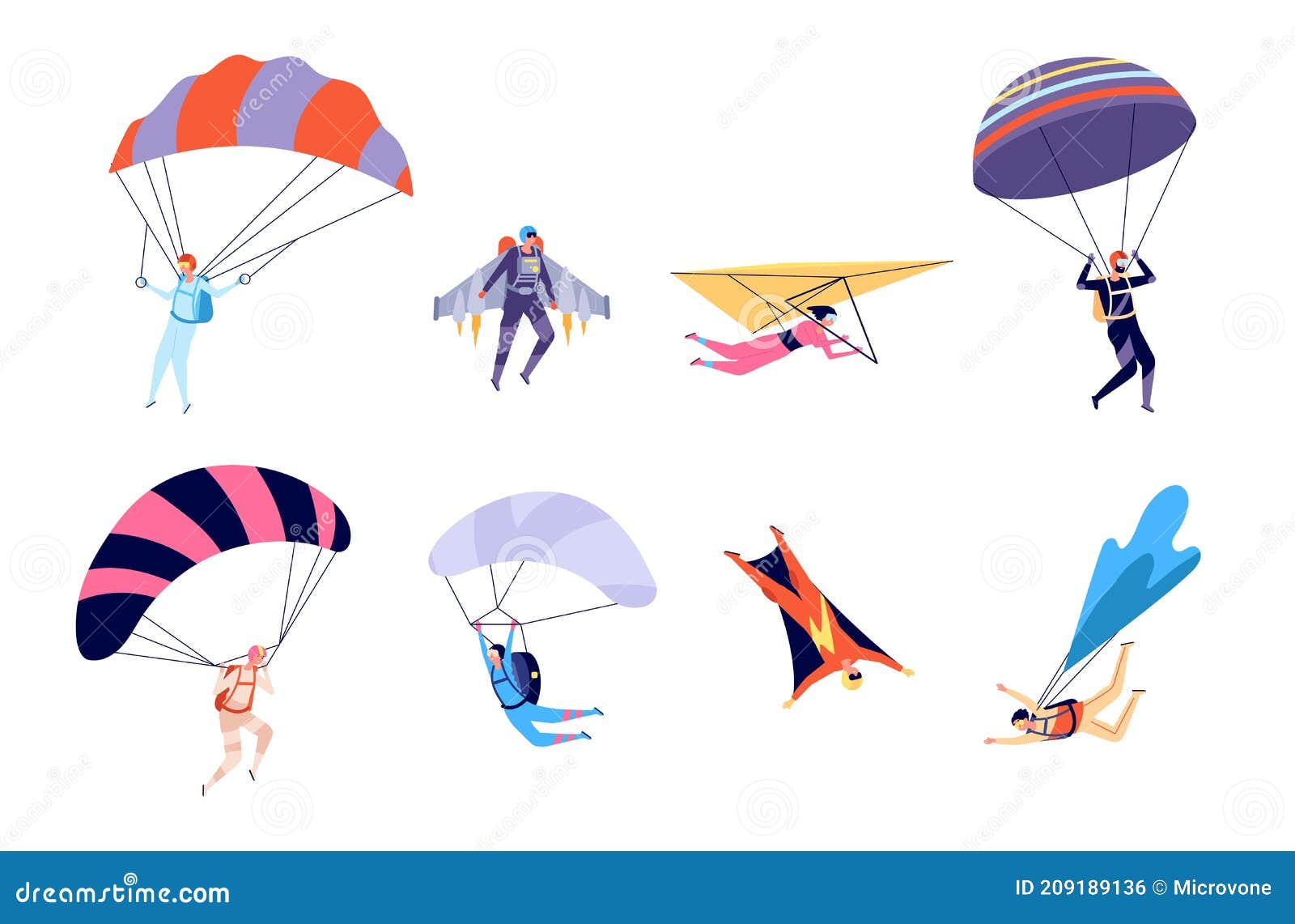 extreme sports. recreation, parachute sportsman jumps. active hobbies, people on gliders paraglider flying, skydive