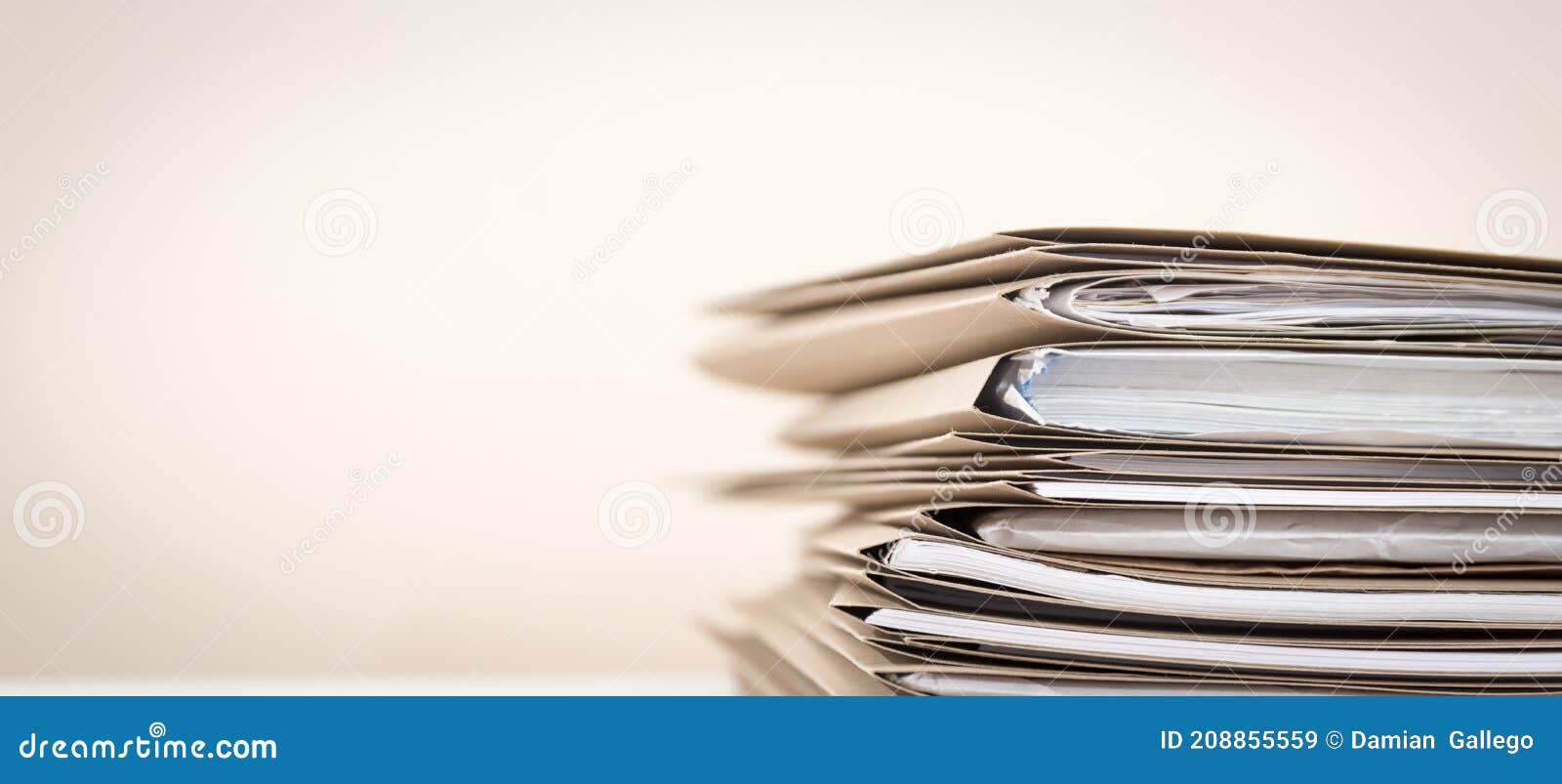 Extremely Close Up Stack of Documents Folders on Office Desk Waiting To ...