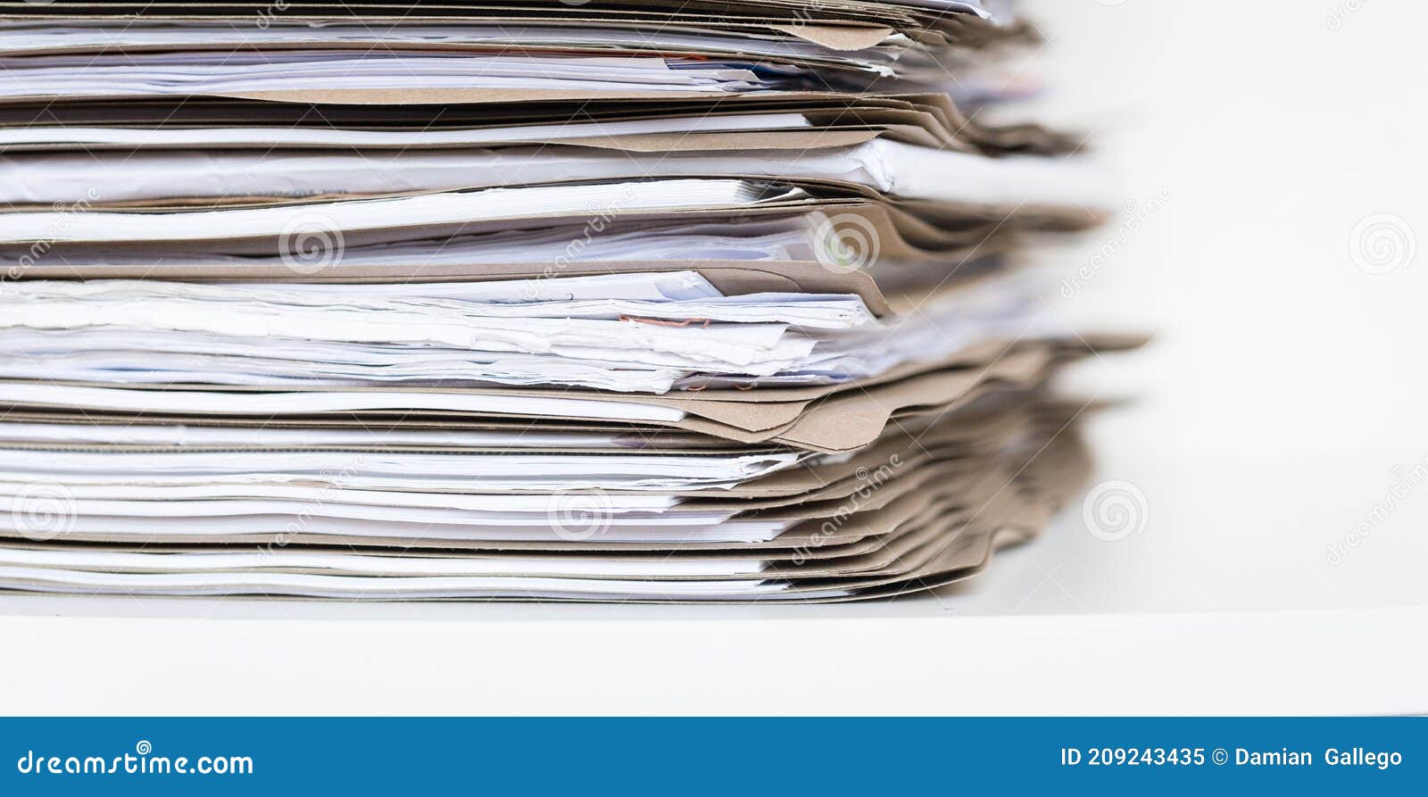 Extremely Close Up Stack of Documents Folders on Office Desk Waiting To ...