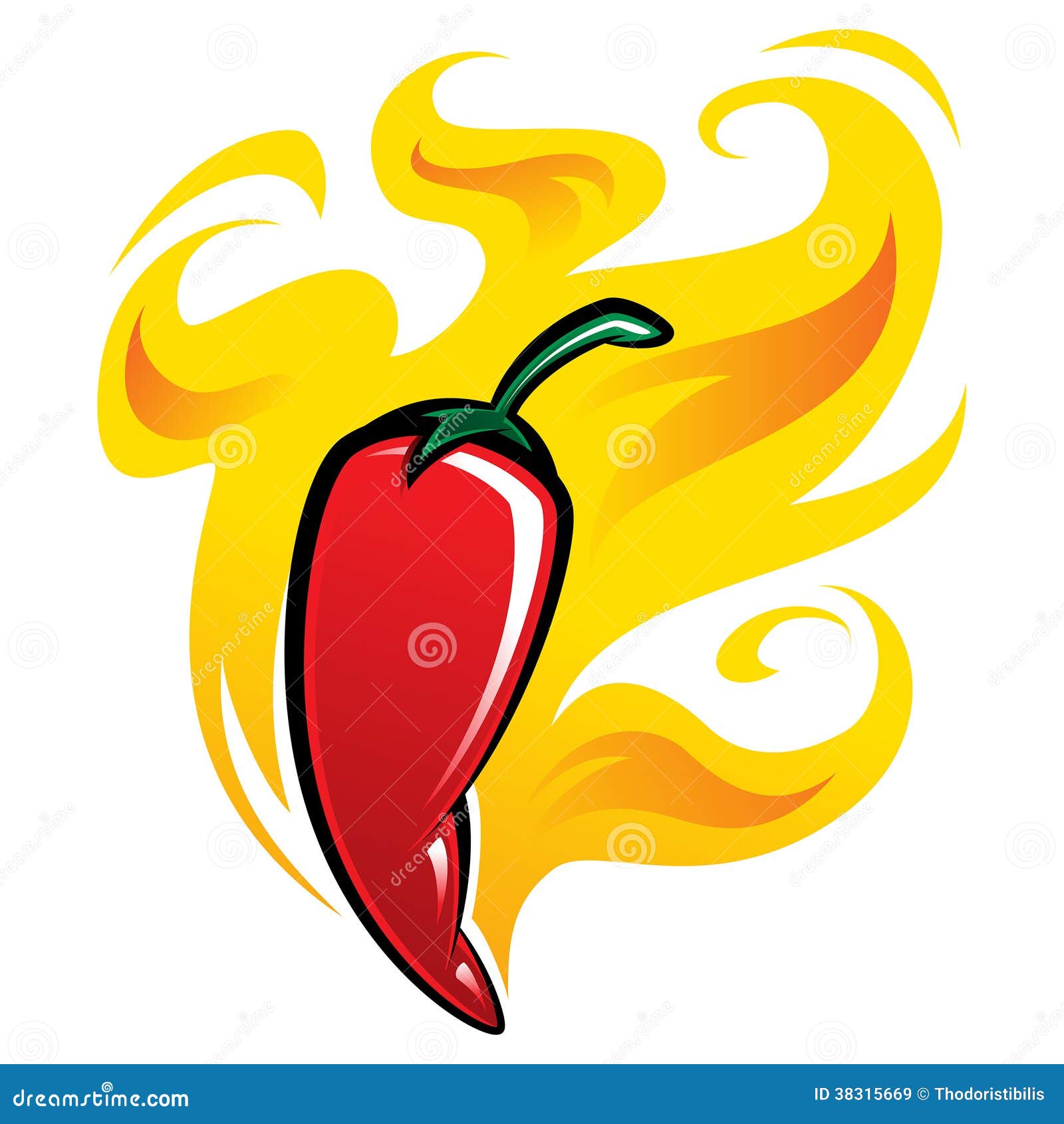 extremely hot red chili pepper on fire