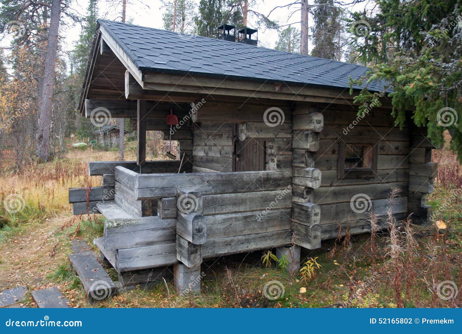 Extérieur De Sauna Finlandais Traditionnel Dans La Forêt 