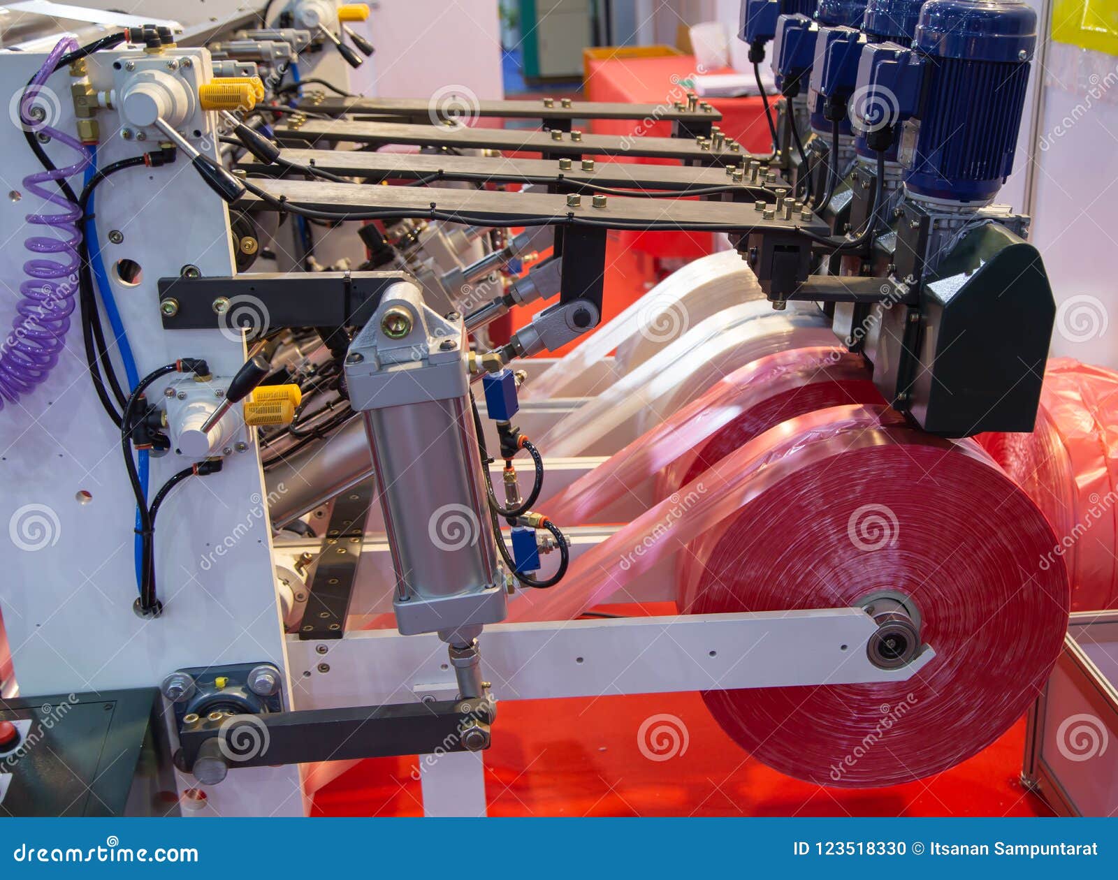 Prodution of Plastic Bag, Extruder Stock Photo Image of production