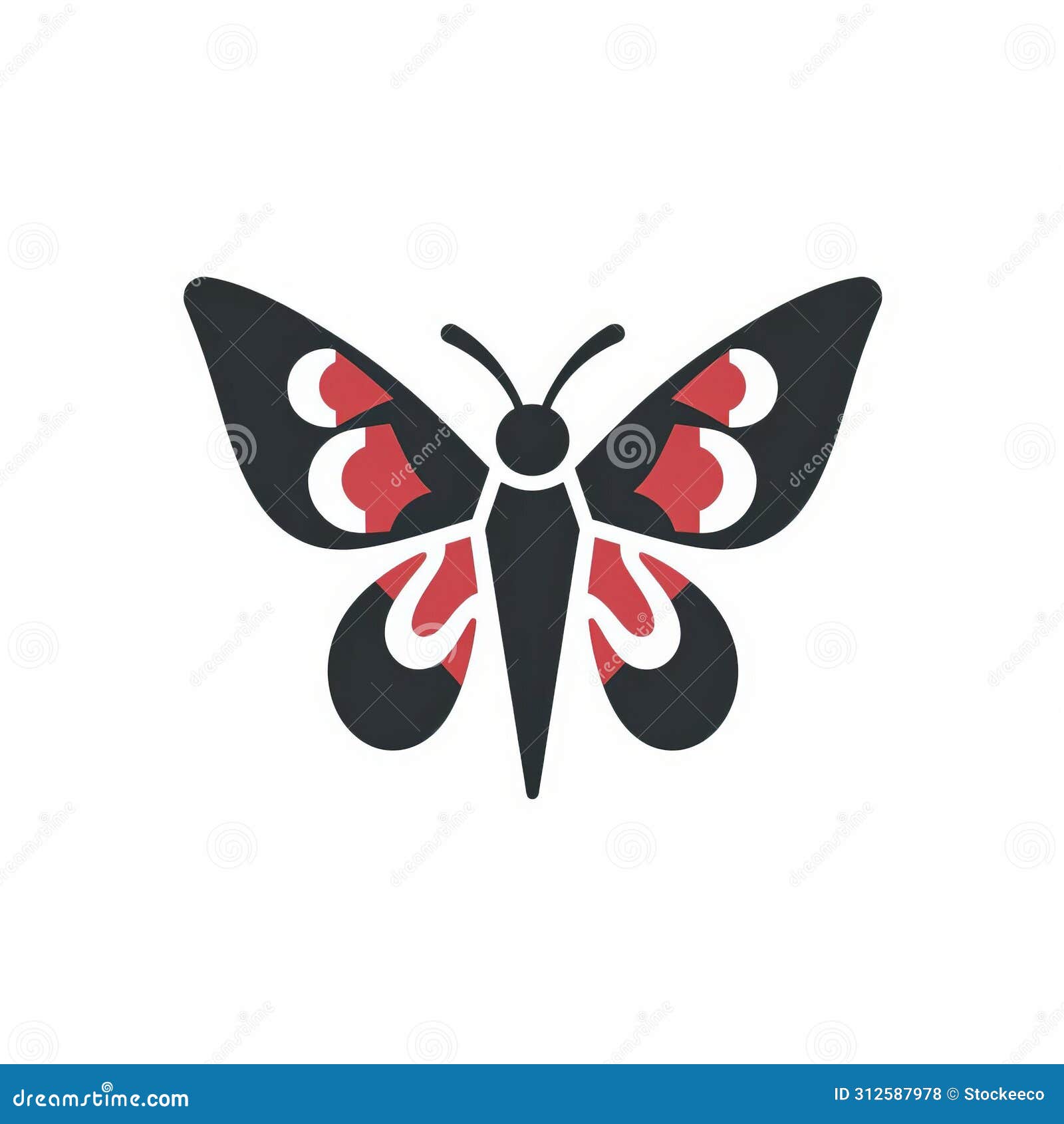 eye-catching butterfly logo with stenciled iconography