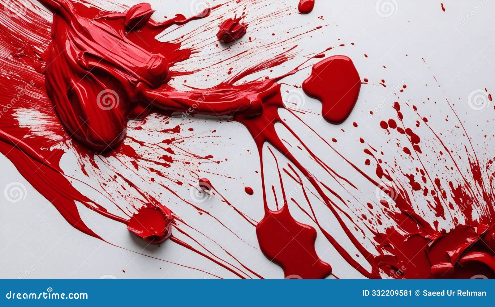 high-quality red paint spill on white background