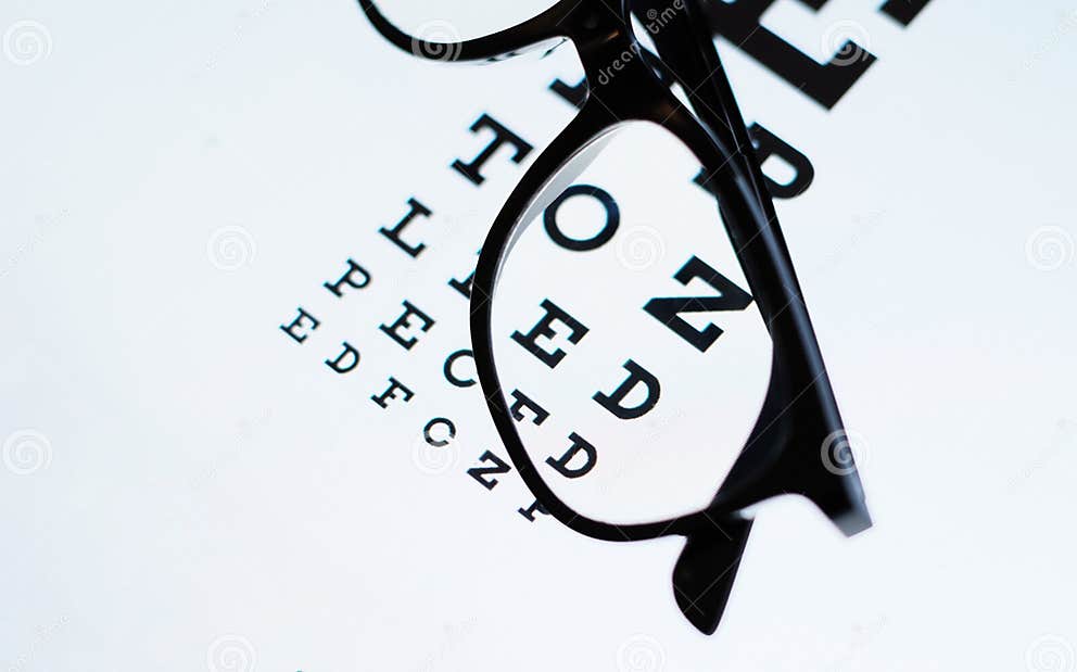 Eye Chart on Tablet and the Glass with E Standard Logarithm Eyesight