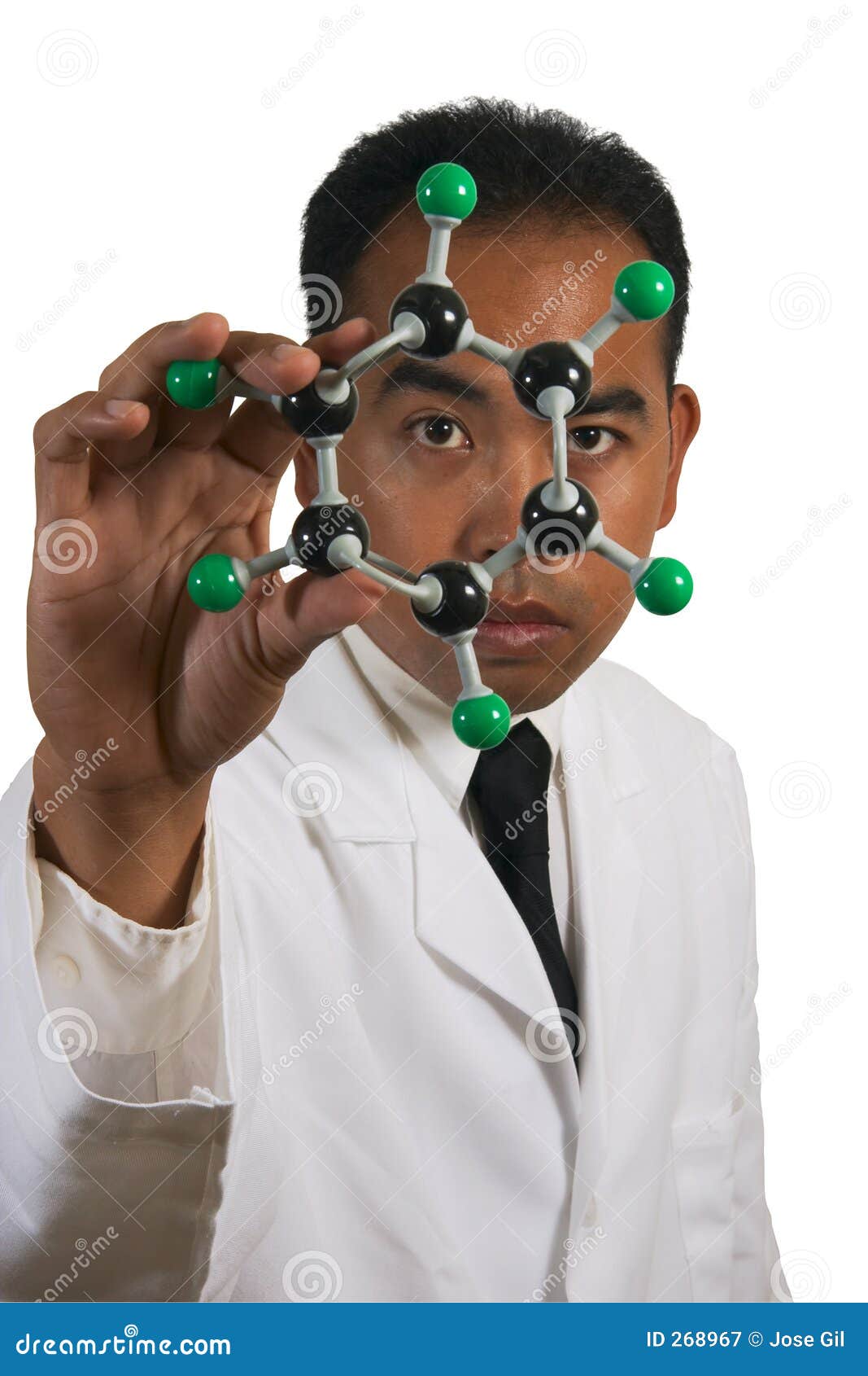 Eye for Chemistry in Lab Coat Close Up White BG Stock Image Image of