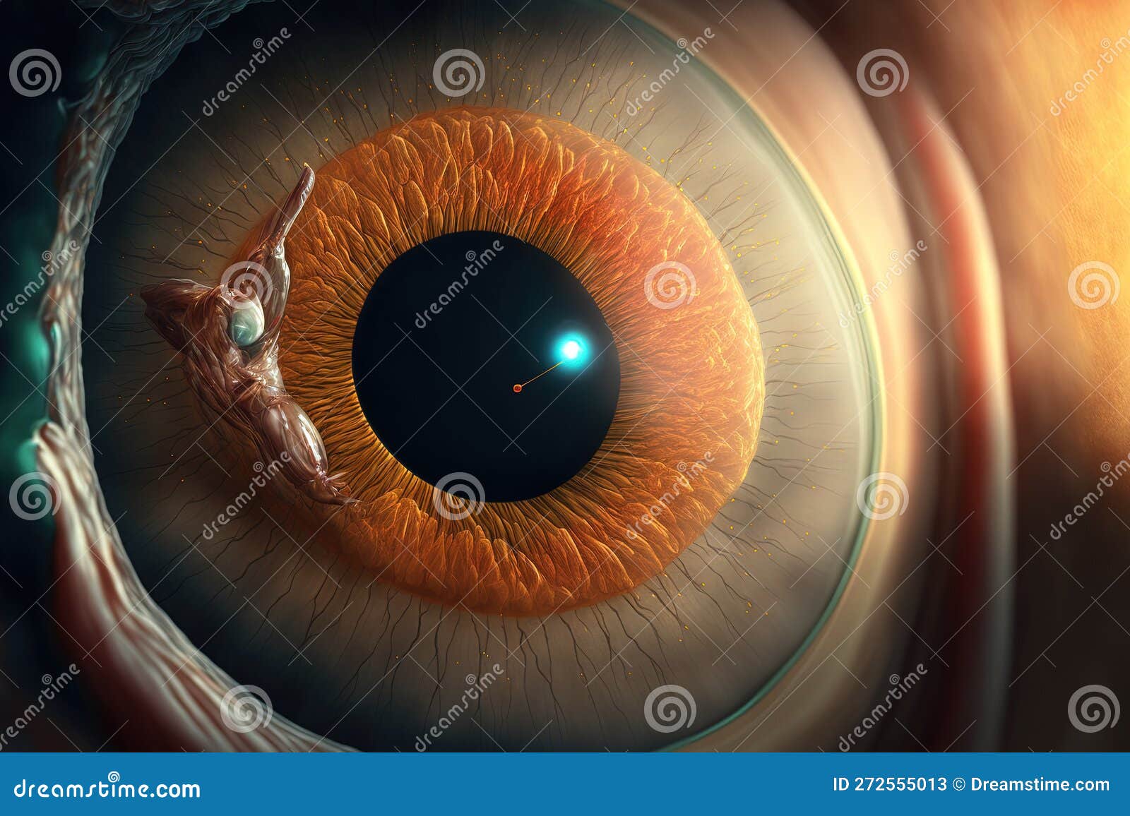 during an eye exam, the advanced pterygium is magnified
