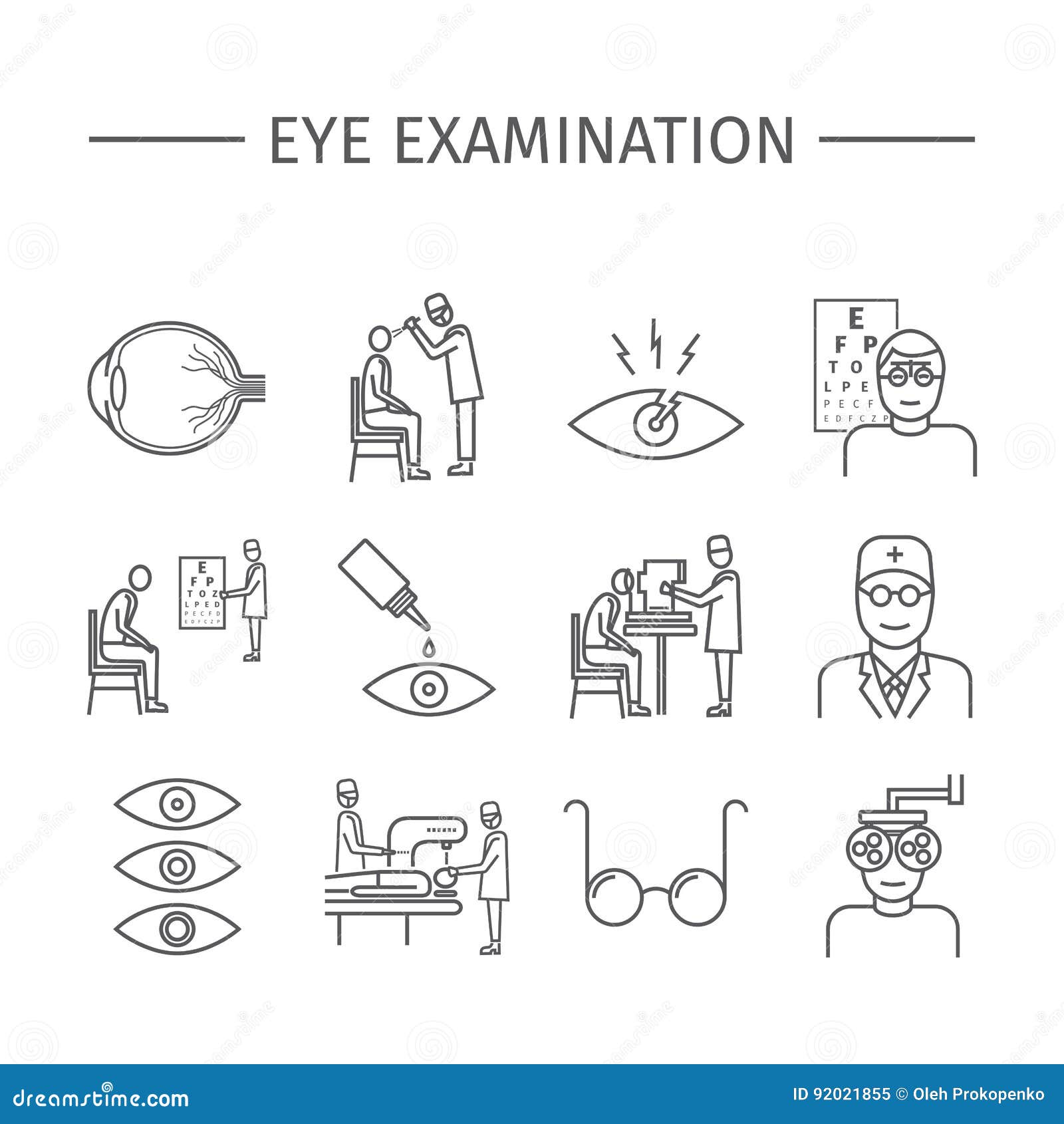 Eye Examination. Line Icons Set Stock Illustration Illustration of