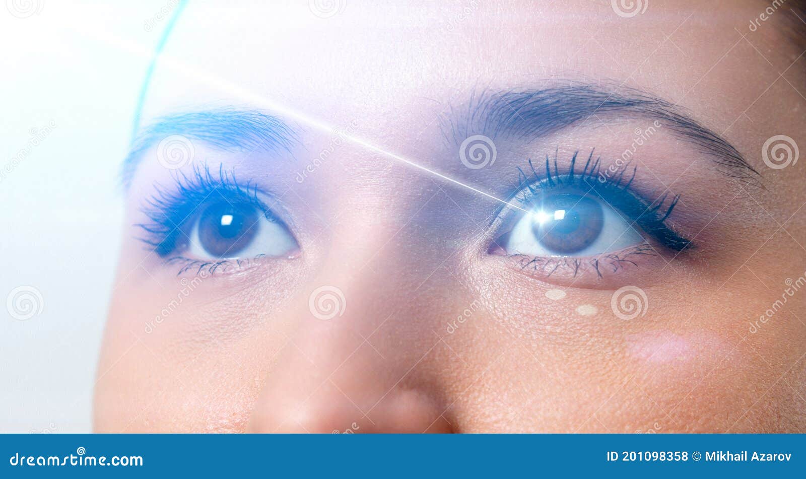 Eye with Laser Beam. Concept of Laser Vision Correction Stock Photo Image of iris, eyelid