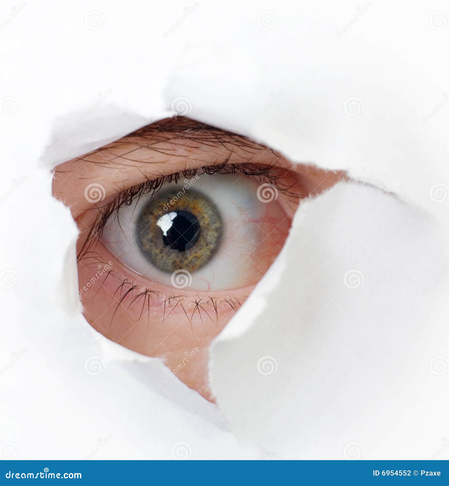 Eye looking through a hole stock photo. Image of close 6954552
