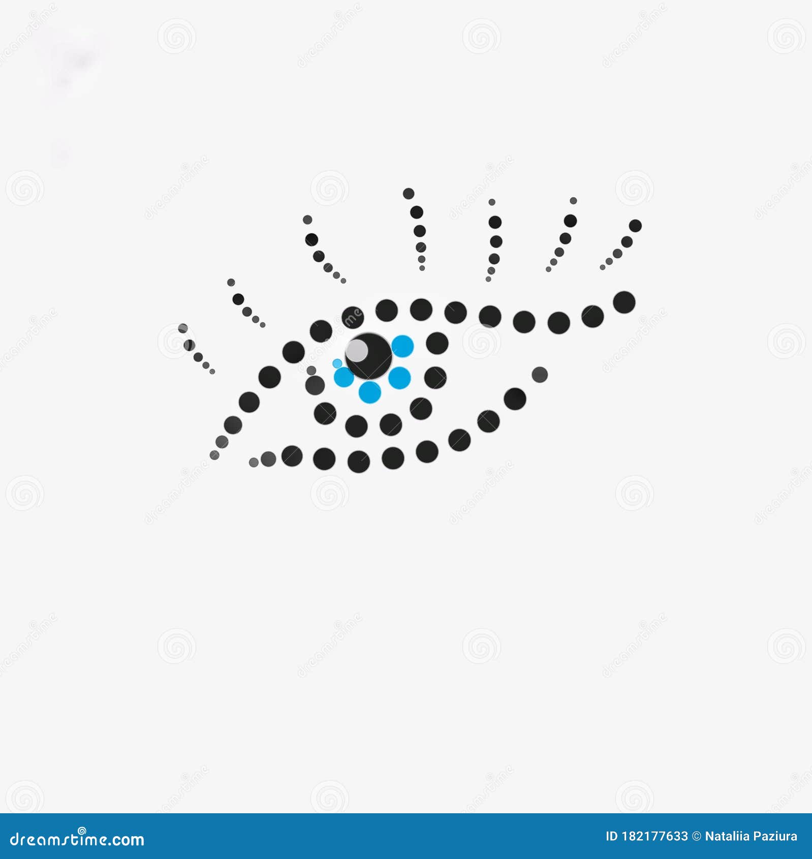 eye made of dots on white background. icon eye.  in white, black, blue background. web . banner, icon wallpaper.