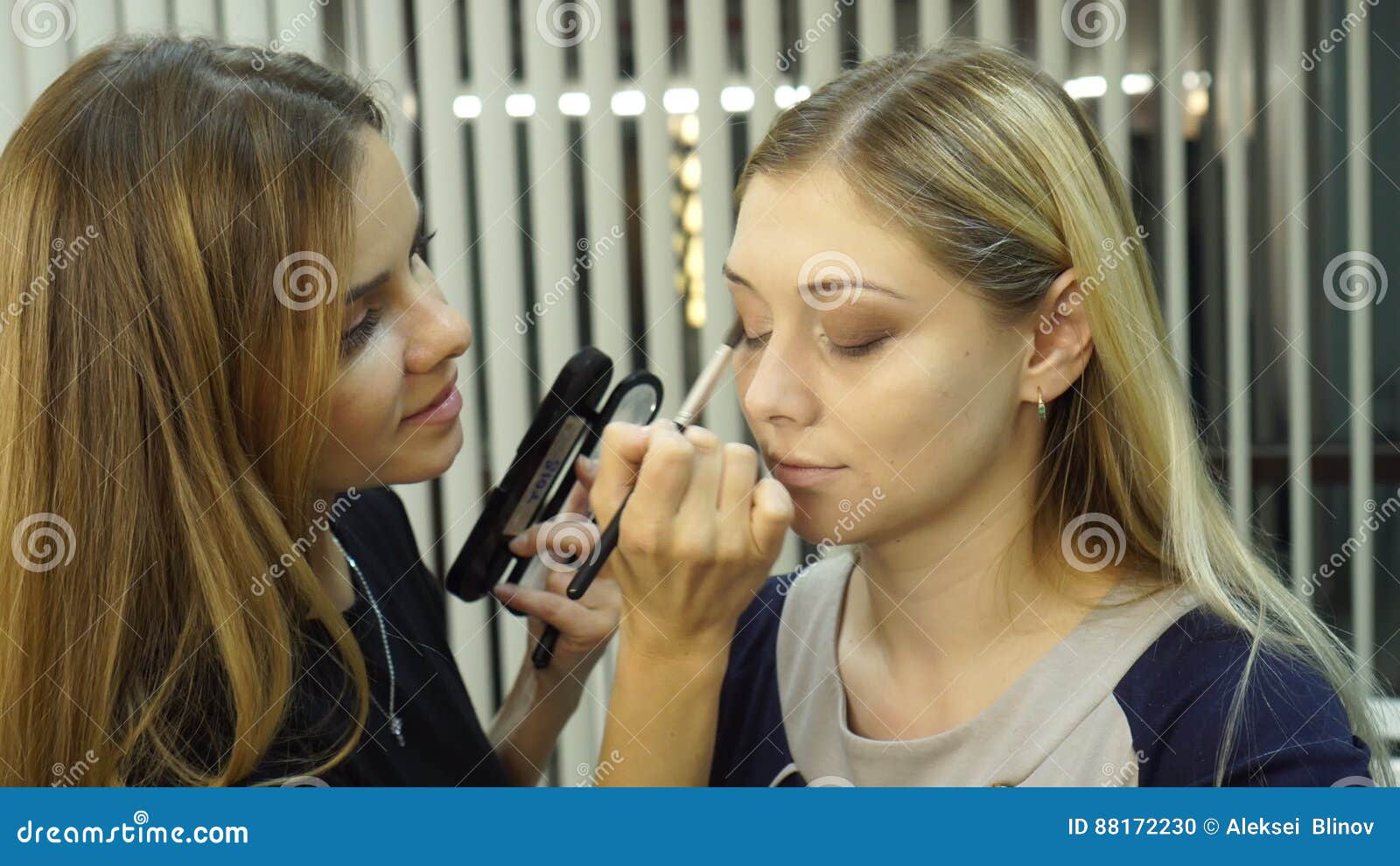 Eye Makeup Woman Applying Eyeshadow Powder Beautiful Woman Face Eye Makeup Woman Applying Eyeshadow Powder Beautiful Woman Face