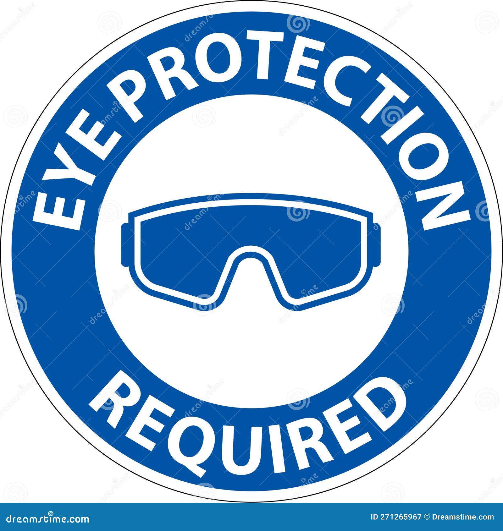 Eye Protection Required Sign on White Background Stock Vector