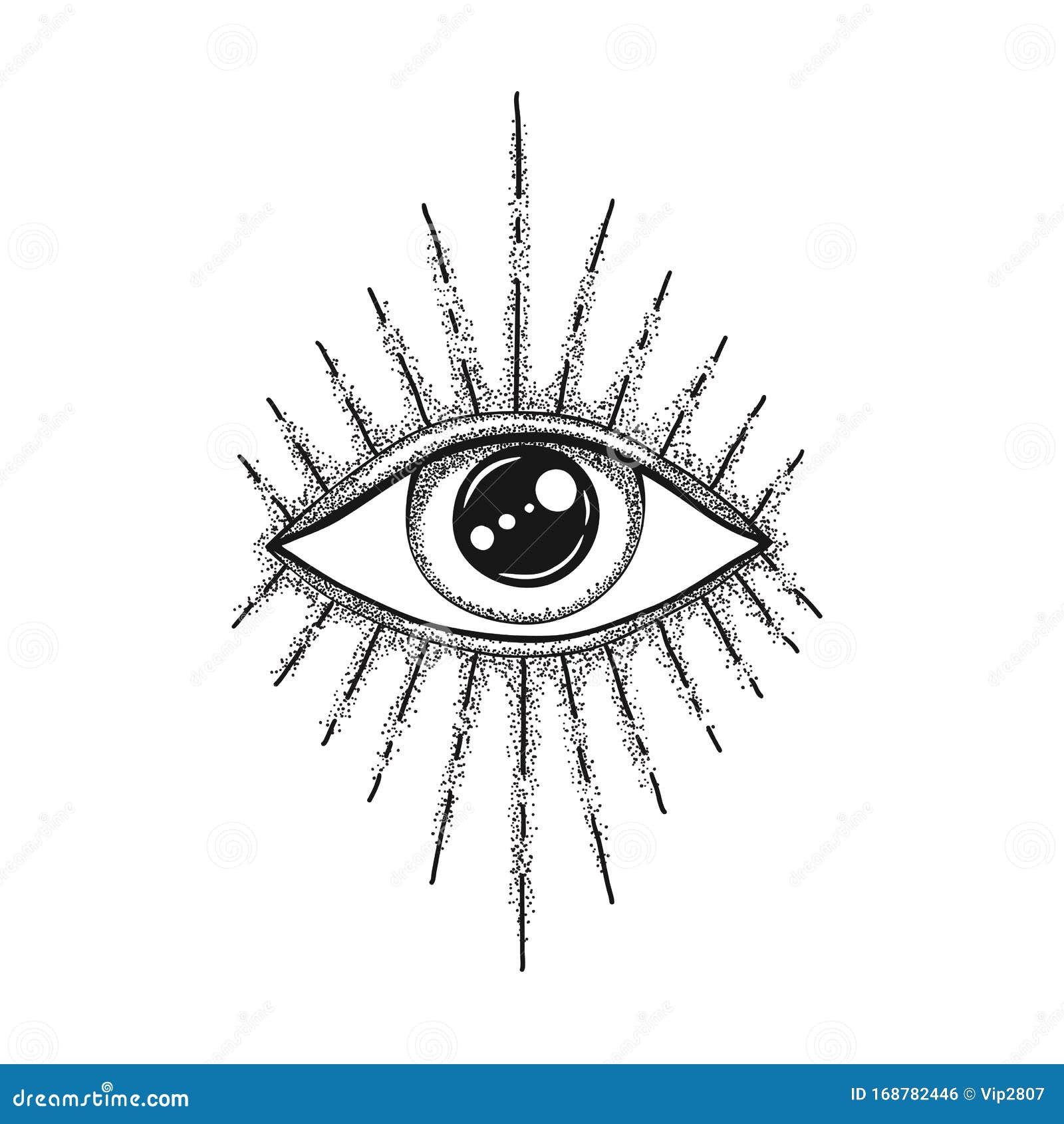 The Eye Of Providence Masonic Symbol All Seeing Eye In With Divergent Rays Black Tattoo Stock Vector Illustration Of Mystic Drawing