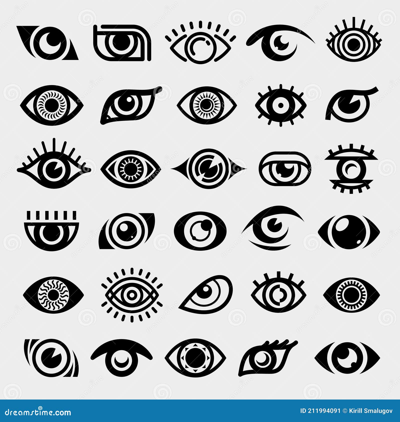 Eye Set. Collection Icon Eye Stock Vector - Illustration of light ...
