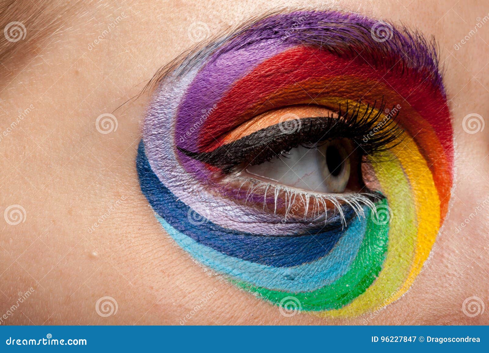 Eye with Spinning Rainbow Colors Stock Image Image of human, colors