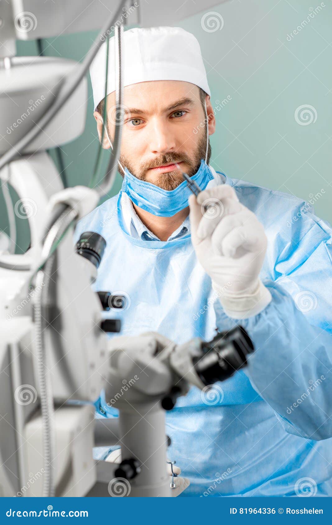 Eye Surgeon with Surgical Scissors Stock Photo Image of adult, hand