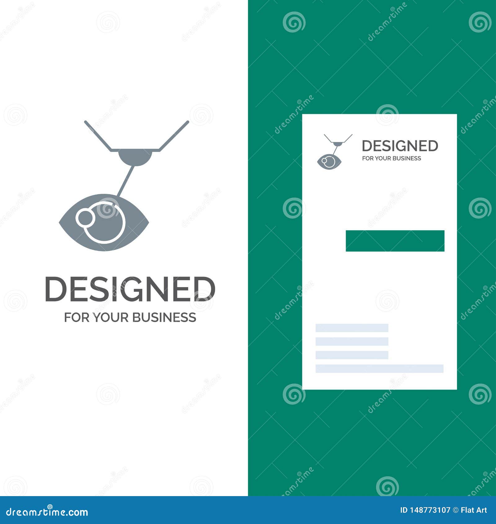 eye surgery, eye treatment, laser surgery, lasik grey logo  and business card template