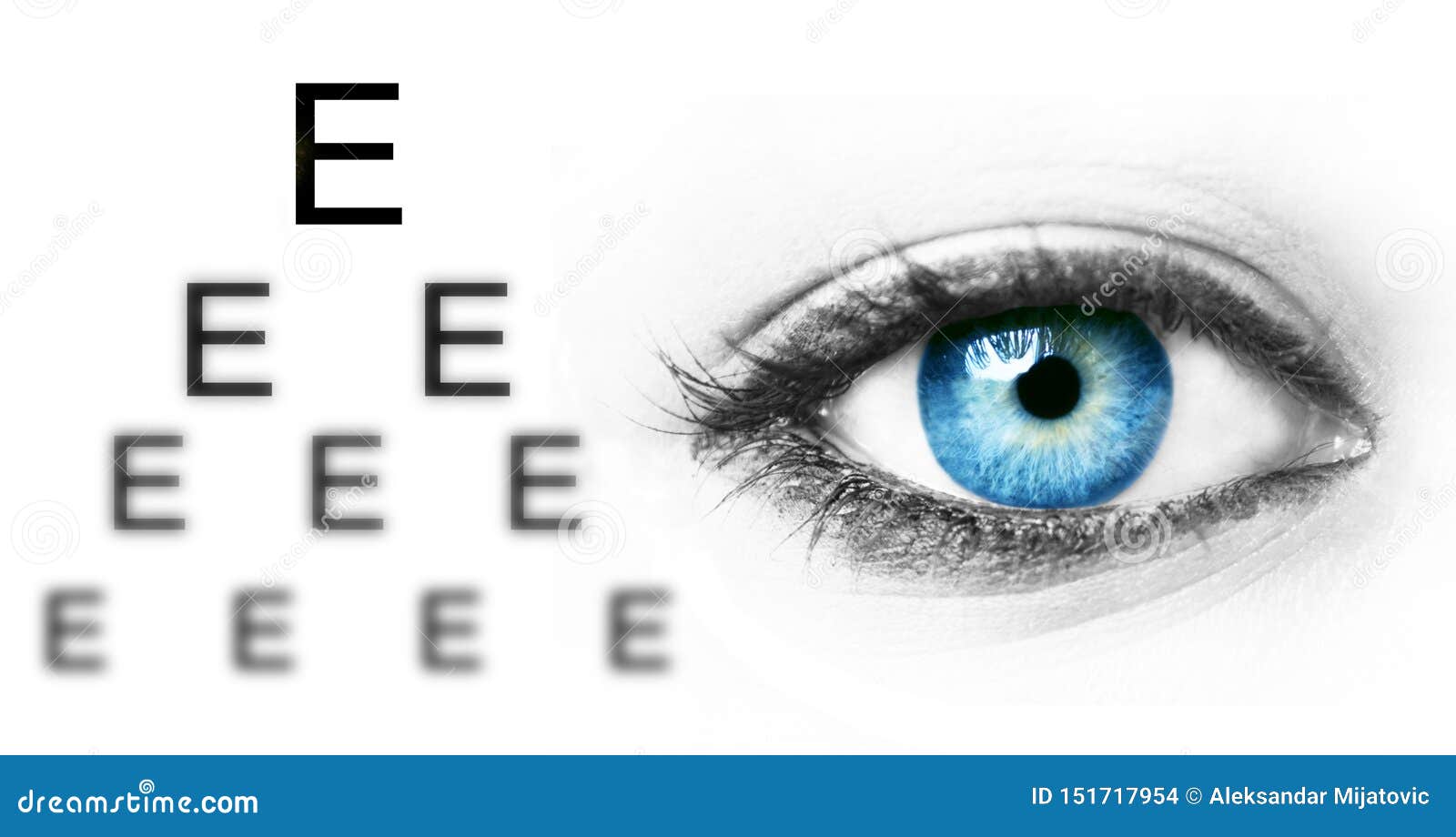 Eye Test Chart and Blue Human Eye Stock Photo Image of measure, look