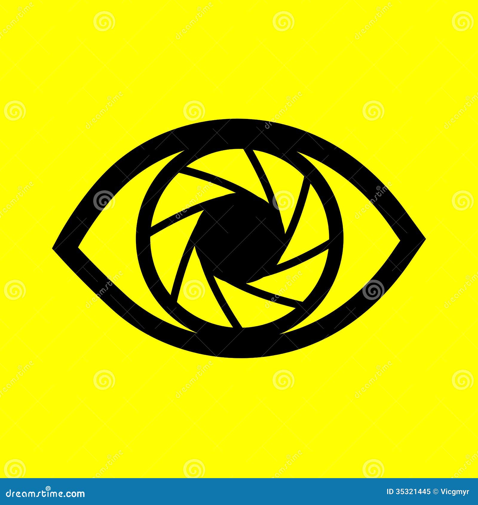 Eye on a yellow background stock vector. Illustration of looking 35321445
