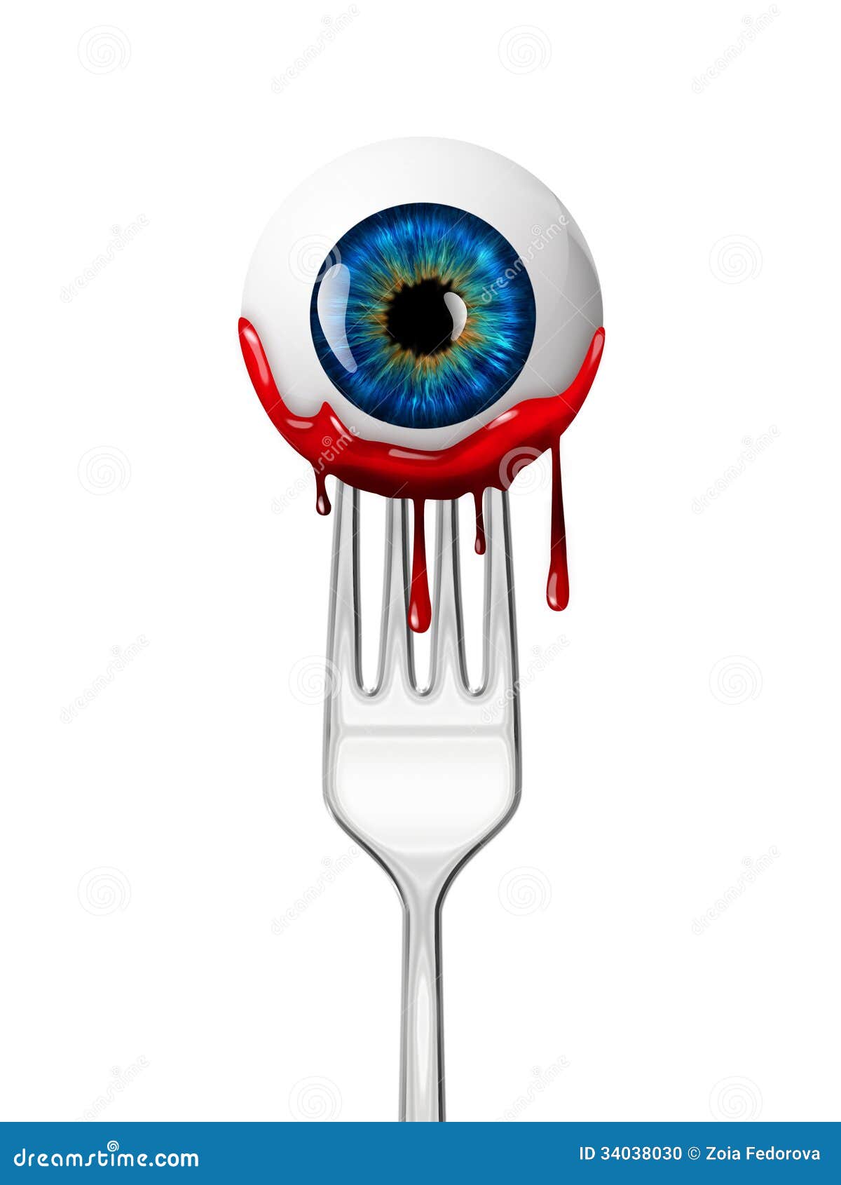 Eyeball on the fork stock illustration. Illustration of steel 34038030