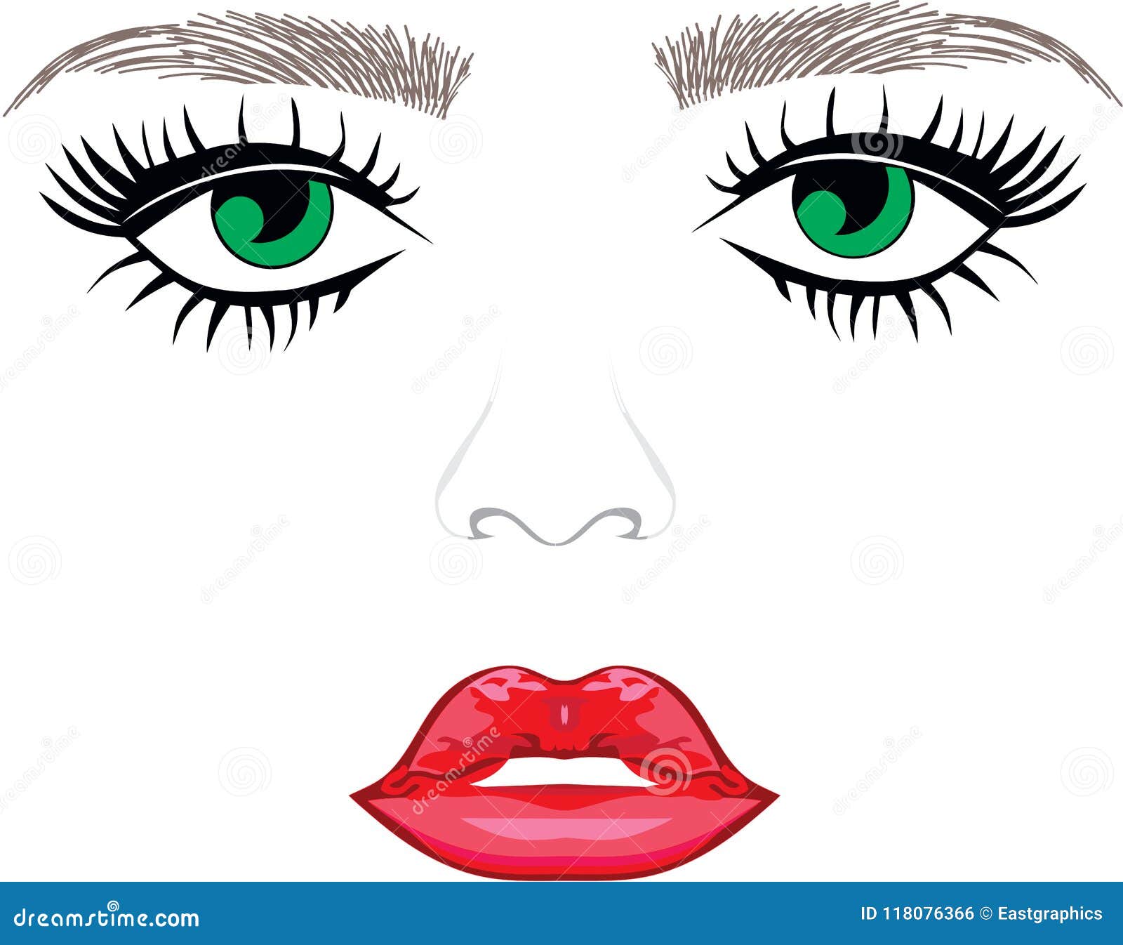Eyebrows Eyes Lips stock vector. Illustration of design 118076366