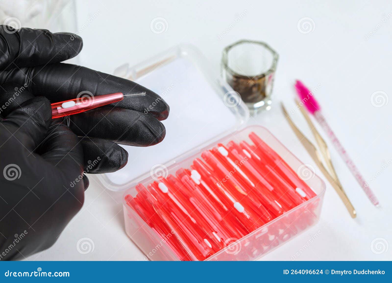 Eyebrow Lamination Procedure. the Master Holds an Eyebrow Brush Stock