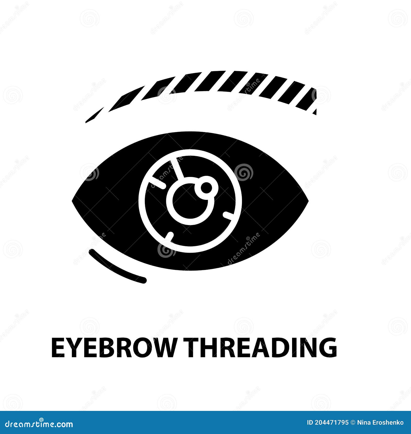 Eyebrow Threading Icon, Black Vector Sign with Editable Strokes