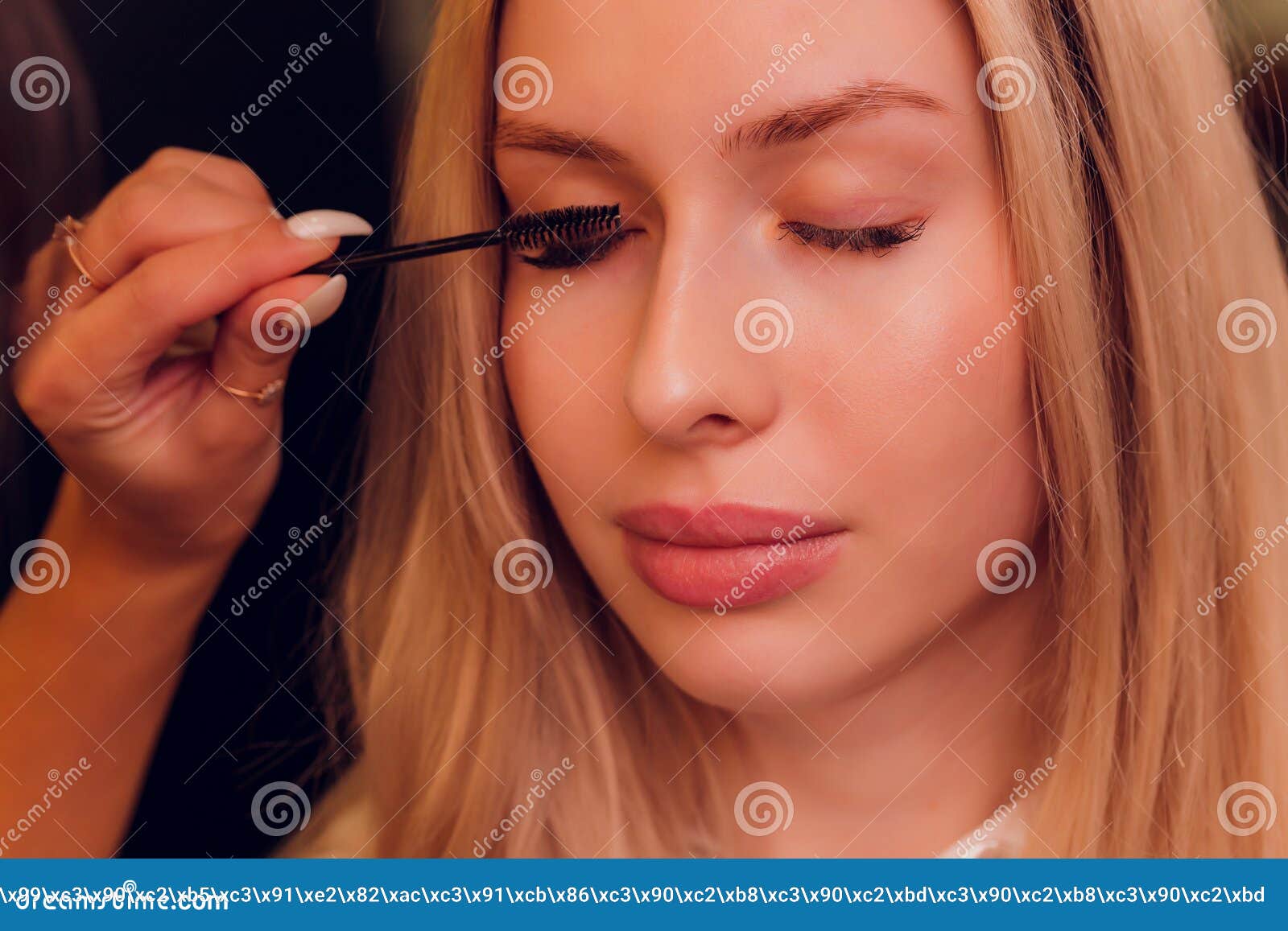 Eyebrows Tinting Treatment with Natural Henna Dye. Stock Photo Image