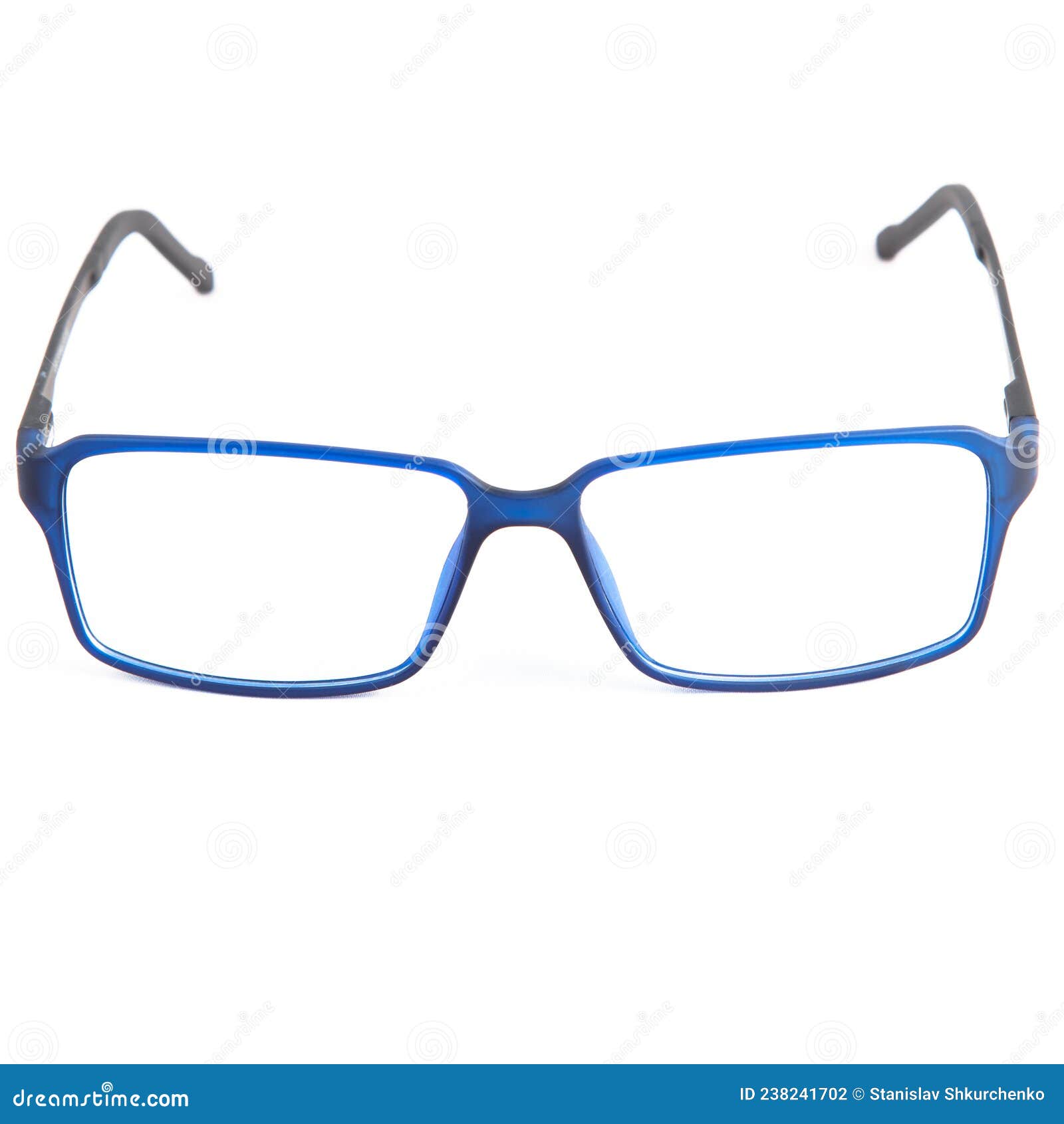 Eyeglasses in blue frames. stock photo. Image of wear 238241702