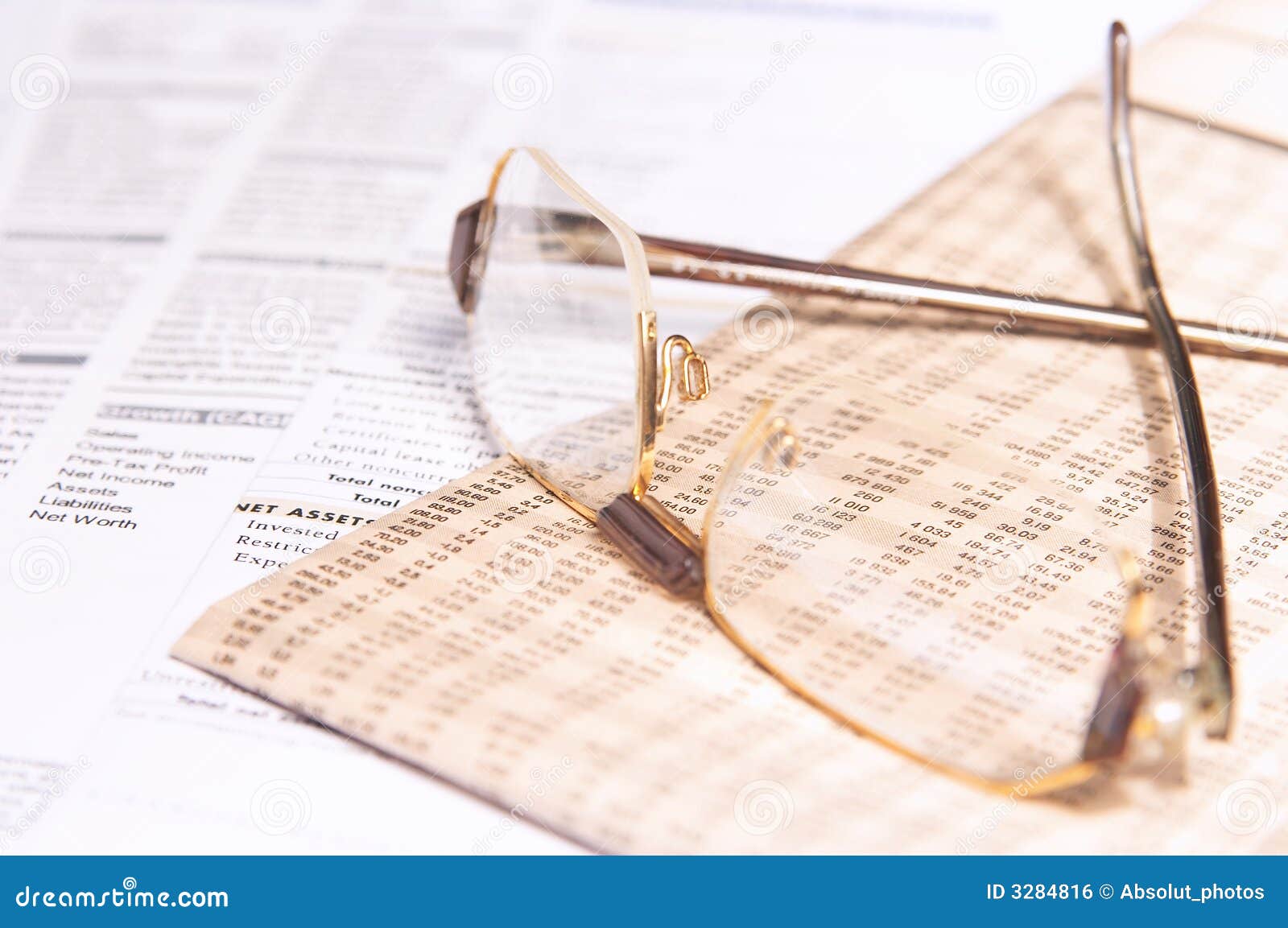 Eyeglasses and business stock photo. Image of business 3284816