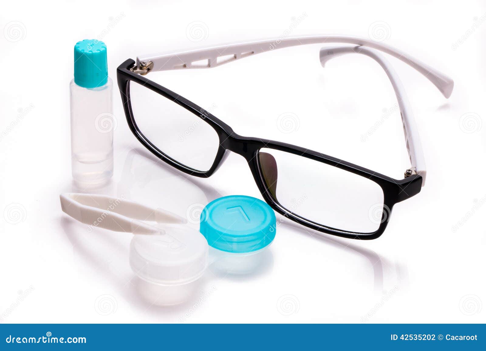 Eyeglasses and Contact Lens Case Stock Photo Image of equipment