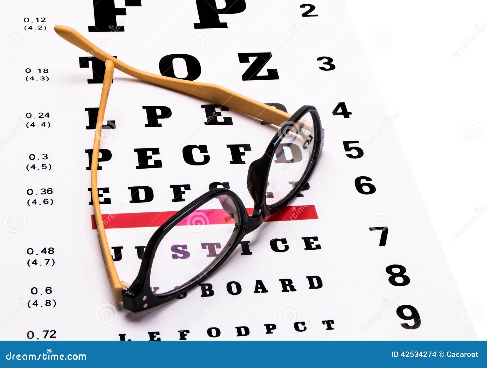 Eyeglasses and eye chart stock photo. Image of diagnostic 42534274