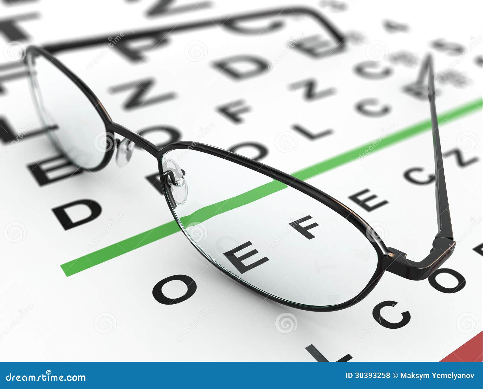 Eyeglasses and eye chart stock illustration. Illustration of glass