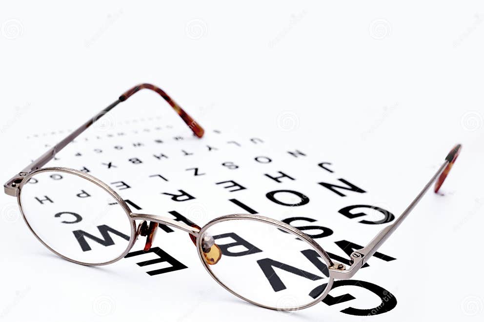 Eyeglasses on a Eye Exam Chart Stock Photo Image of bifocals