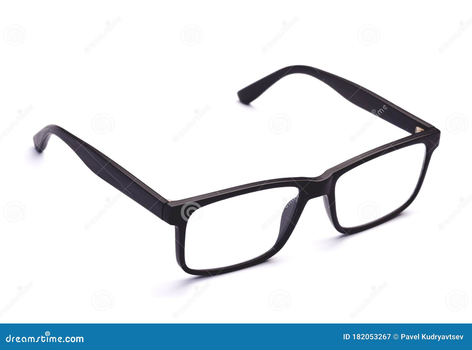 Eyeglasses Isolated, Close Up of Spectacles in Black Plastic Frame on