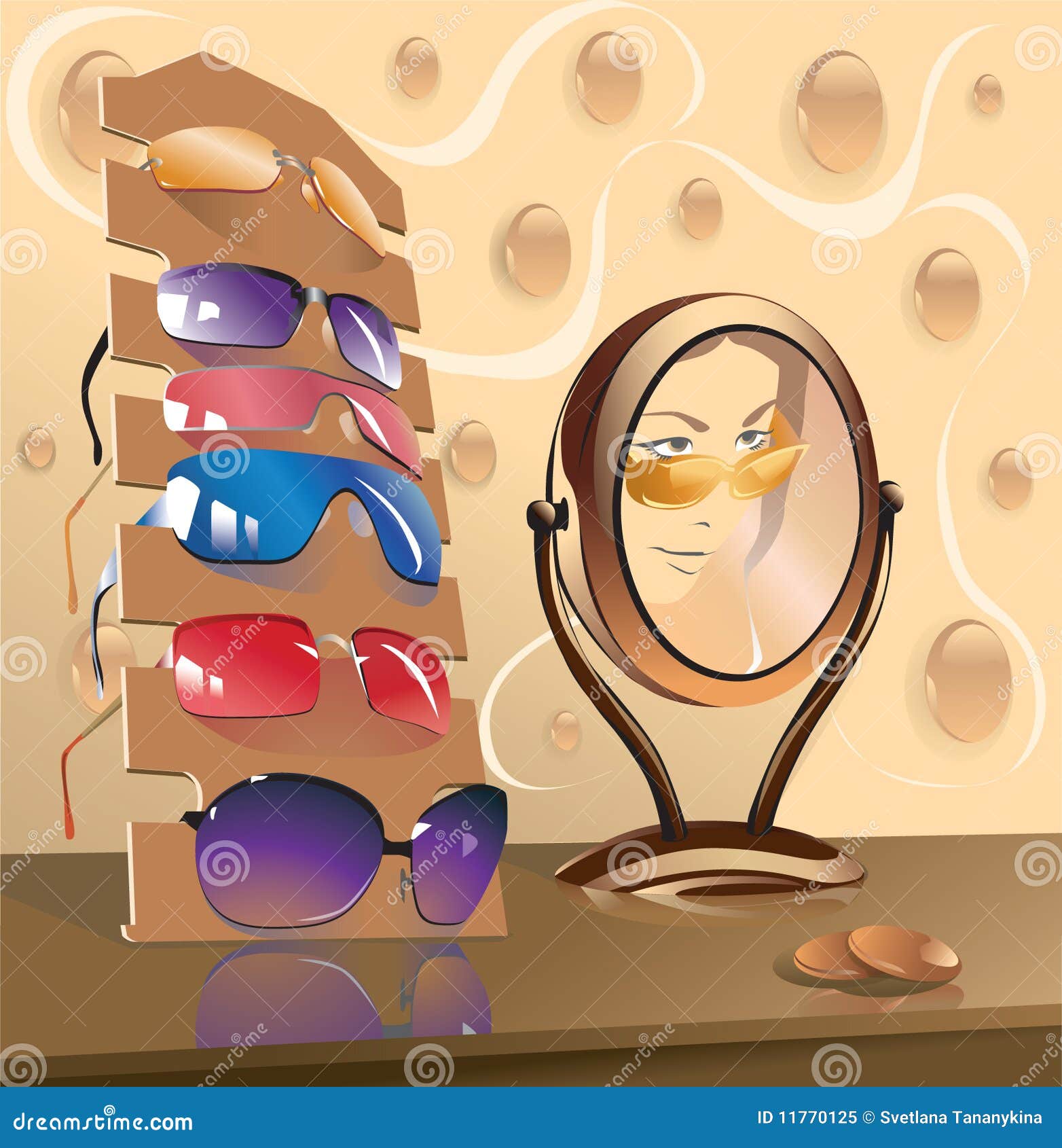 eyeglasses and mirror