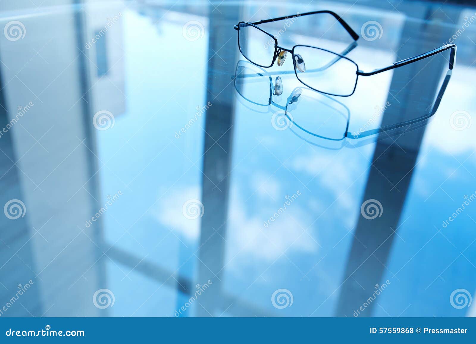 Eyeglasses on Reflective Surface Stock Photo Image of optometry