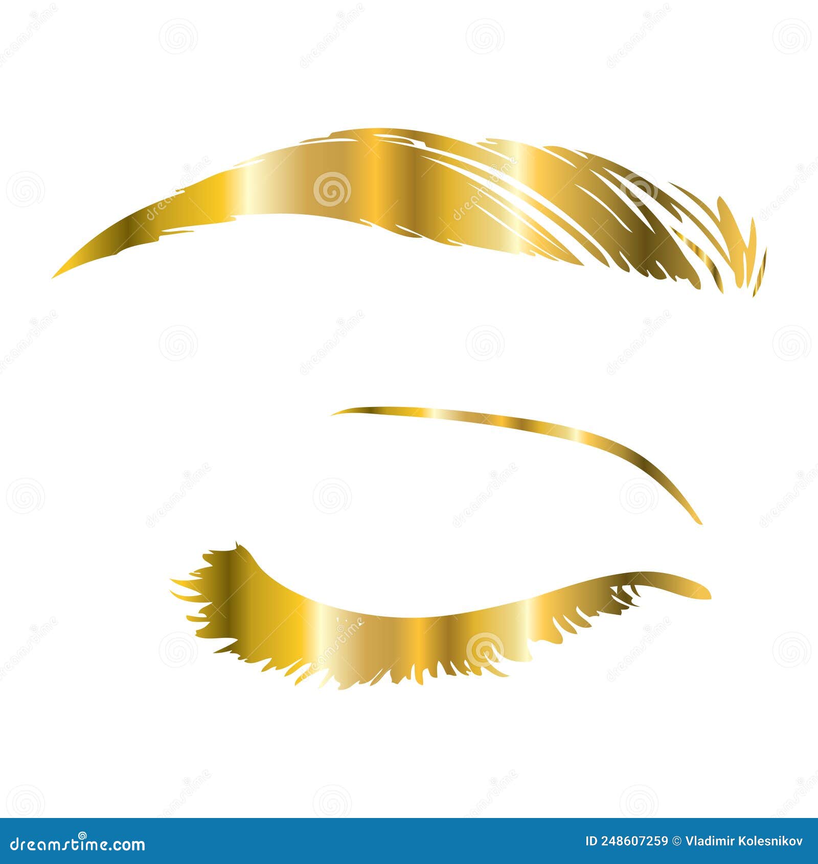 Eyelash Extension Logo. Makeup with Gold Glitter Stock Vector